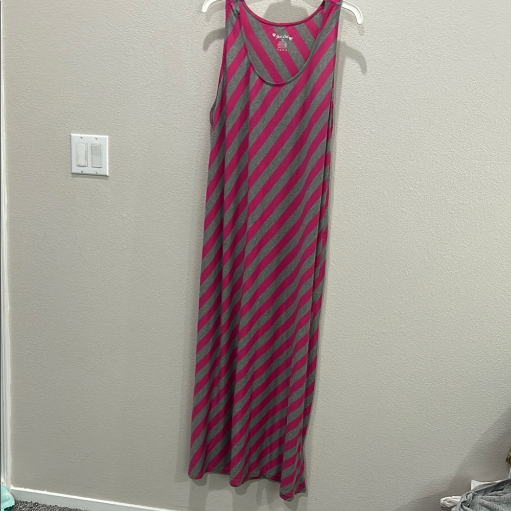 Striped Pink and Gray Maxi Dress
